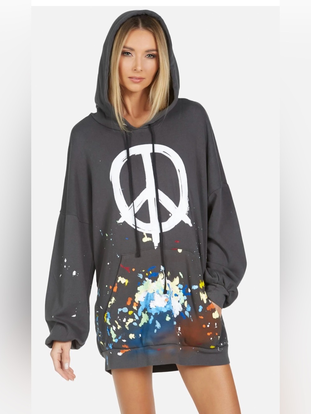 NWT!!Lauren Moshi Brush Peace Hoodie Dress/ XS